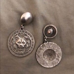 Vintage Silver Lion Hanging Earrings